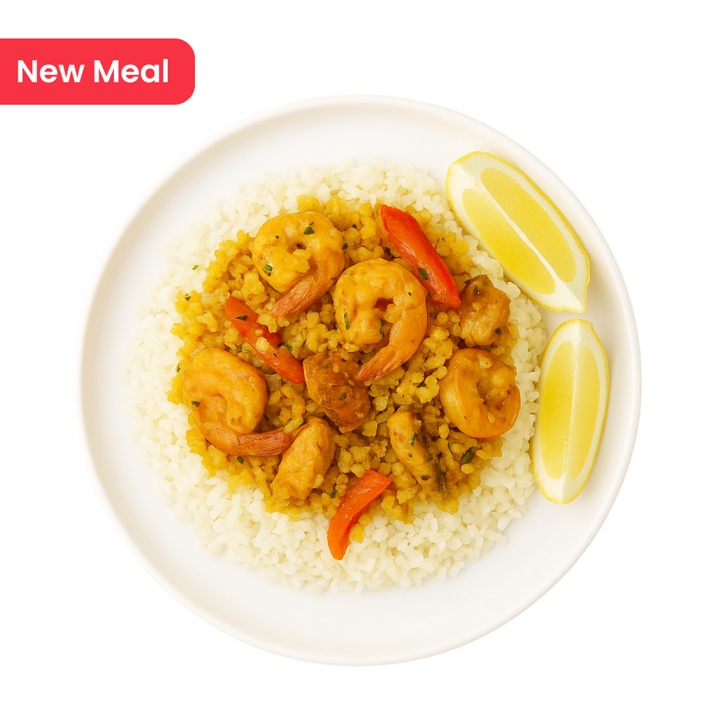 Spanish Paella Bowl On Basmati Rice