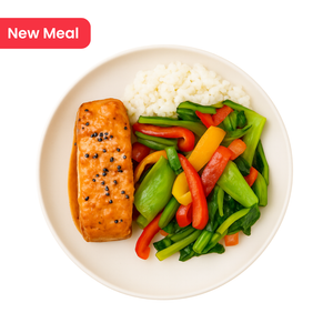 Teriyaki Salmon with Stir-Fried Vegetables & Rice