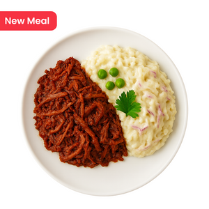 Pork Barbacoa with Rice & Peas & Creamy Cabbage