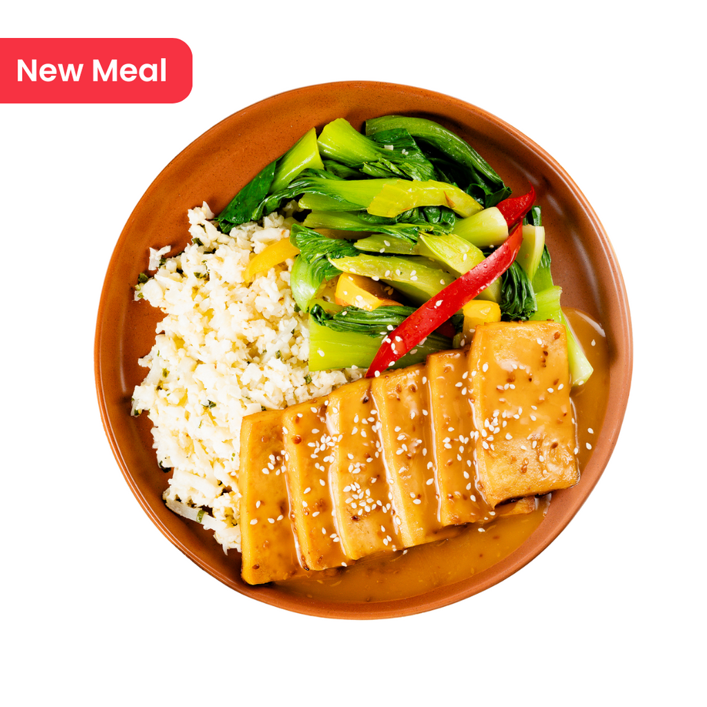KETO Teriyaki Tofu With Stir-Fried Vegetables And Creamy Coconut Rice
