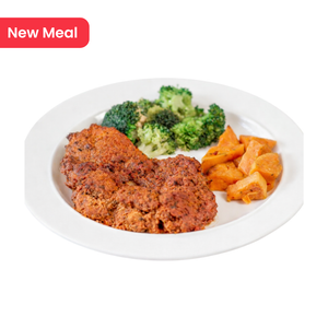 Buttermilk Fried Chicken with Sweet Potatoes & Broccoli