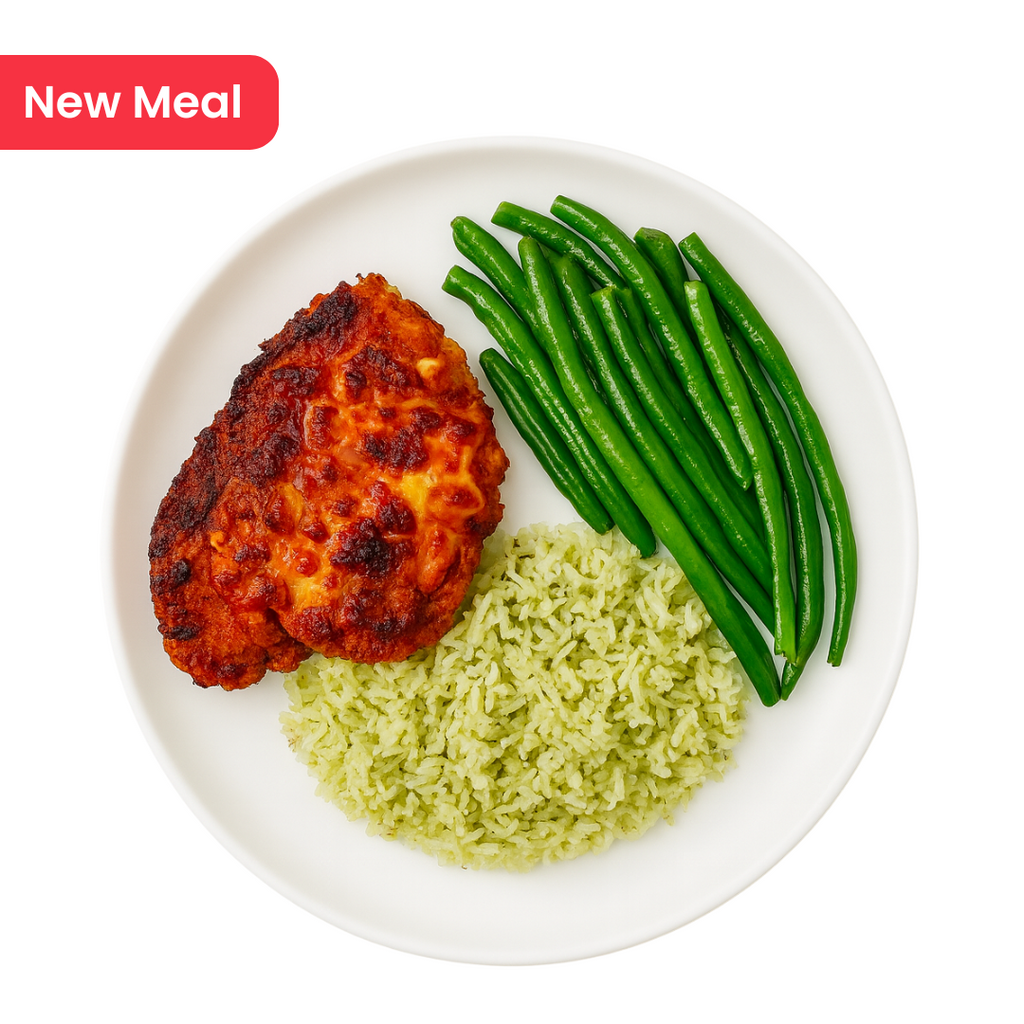 Chicken Parmesan With Pesto Rice