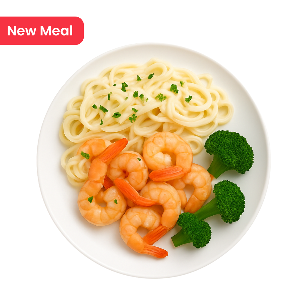 Keto Creamy Shrimp Alfredo Pasta on konjac Noodles