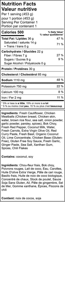 KETO Thai Coconut Curry with Chicken Meatballs, with LF bok choy blend