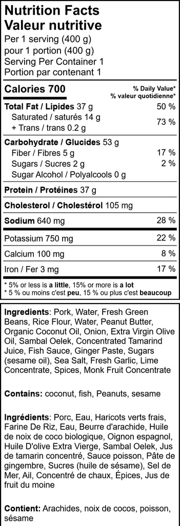 Thai Peanut Pork with Green Beans over Rice Noodles