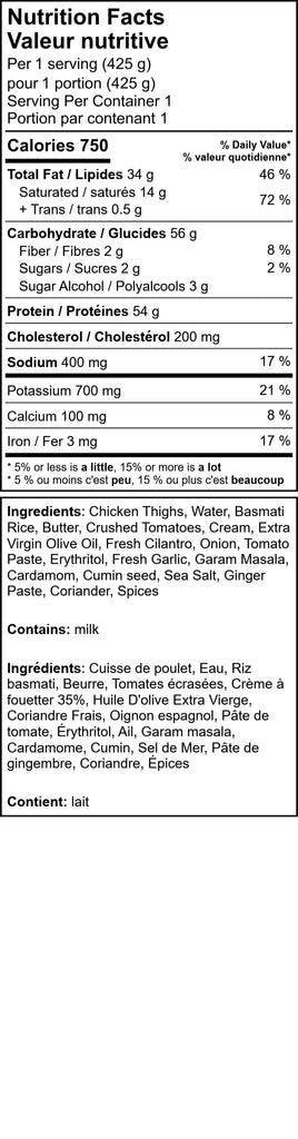 Butter Chicken on Basmati Rice (Muscle Gain)