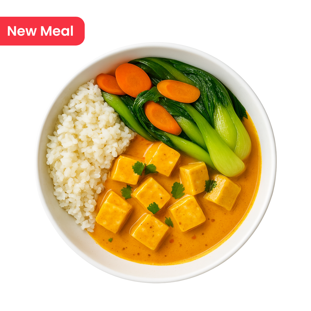 Thai Coconut Curry Tofu with Jasmine Rice & Bok Choy Saute